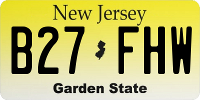 NJ license plate B27FHW