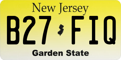 NJ license plate B27FIQ