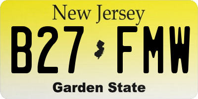 NJ license plate B27FMW