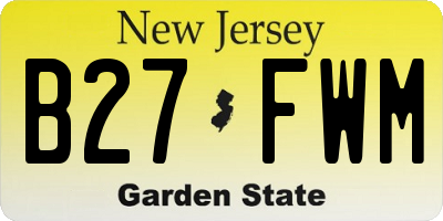NJ license plate B27FWM