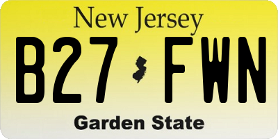 NJ license plate B27FWN