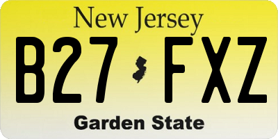 NJ license plate B27FXZ