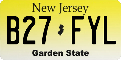 NJ license plate B27FYL