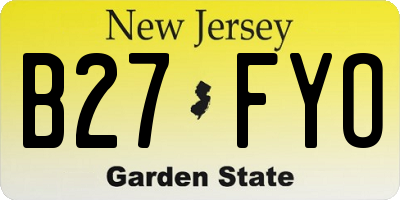NJ license plate B27FYO