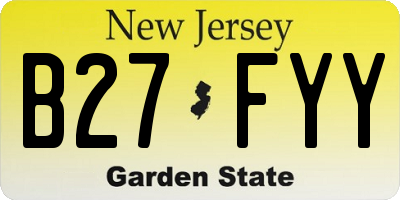 NJ license plate B27FYY
