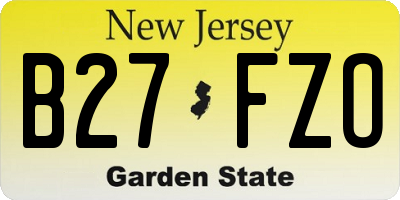 NJ license plate B27FZO