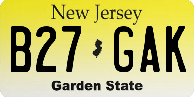 NJ license plate B27GAK