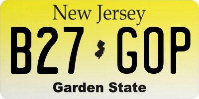 NJ license plate B27GOP