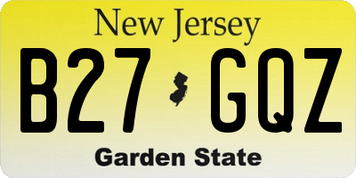 NJ license plate B27GQZ