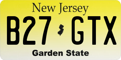 NJ license plate B27GTX