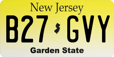 NJ license plate B27GVY