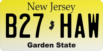 NJ license plate B27HAW