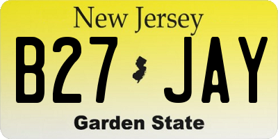 NJ license plate B27JAY