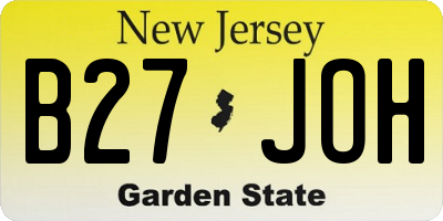 NJ license plate B27JOH
