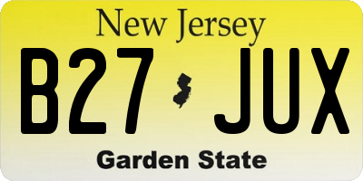 NJ license plate B27JUX