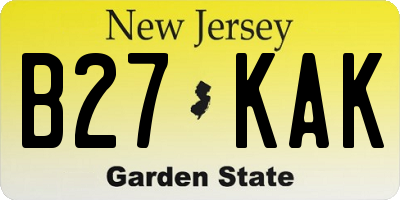 NJ license plate B27KAK
