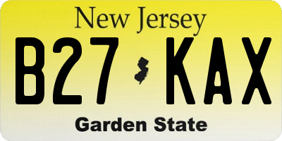 NJ license plate B27KAX