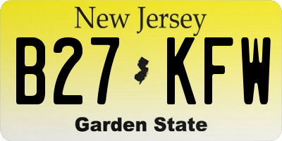 NJ license plate B27KFW