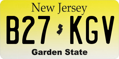 NJ license plate B27KGV