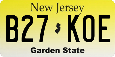 NJ license plate B27KOE