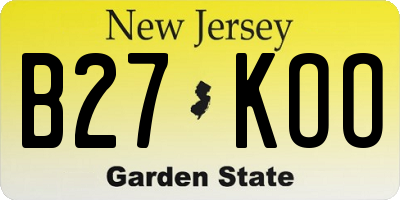 NJ license plate B27KOO