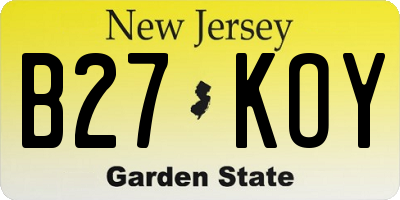 NJ license plate B27KOY
