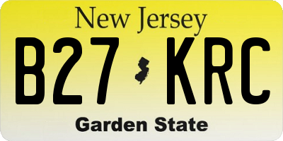 NJ license plate B27KRC