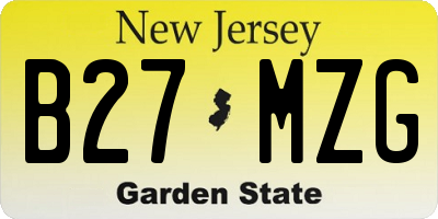 NJ license plate B27MZG