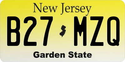NJ license plate B27MZQ