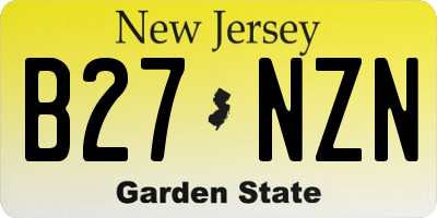 NJ license plate B27NZN