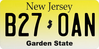 NJ license plate B27OAN