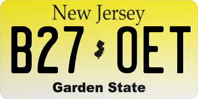 NJ license plate B27OET