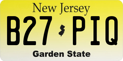 NJ license plate B27PIQ
