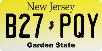 NJ license plate B27PQY