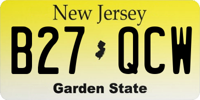 NJ license plate B27QCW