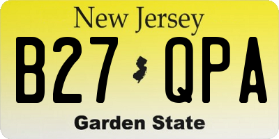 NJ license plate B27QPA