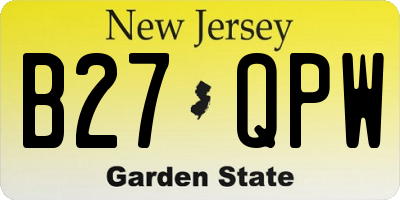 NJ license plate B27QPW
