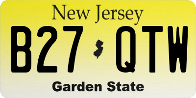 NJ license plate B27QTW
