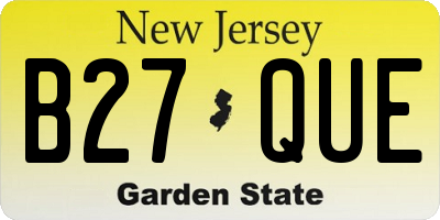 NJ license plate B27QUE