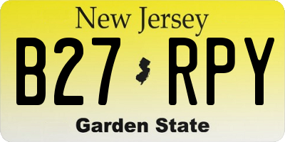NJ license plate B27RPY