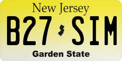 NJ license plate B27SIM