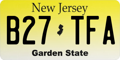 NJ license plate B27TFA