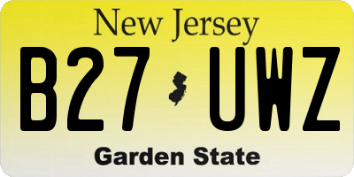 NJ license plate B27UWZ