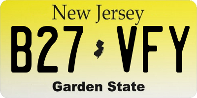 NJ license plate B27VFY