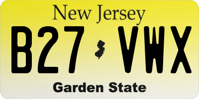 NJ license plate B27VWX