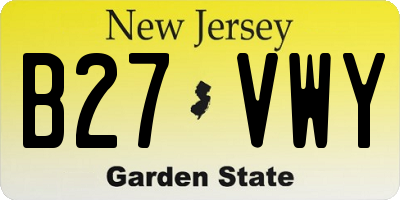 NJ license plate B27VWY
