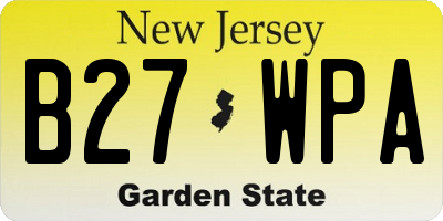 NJ license plate B27WPA