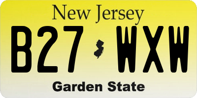 NJ license plate B27WXW