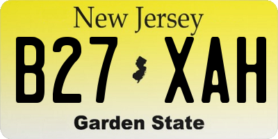 NJ license plate B27XAH
