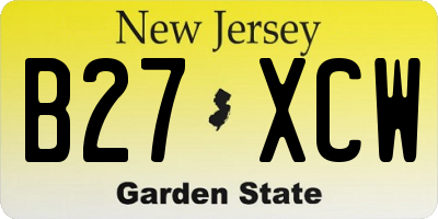 NJ license plate B27XCW